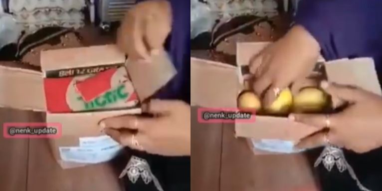 Emak-emak buka paket dari olshop, kecewa pas buka isinya buah markisa viral (Instagram/nenk_update).