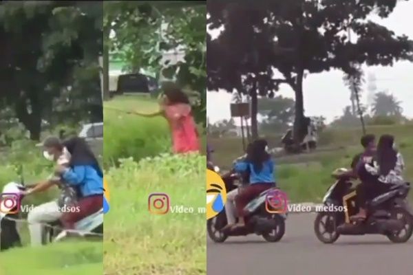 Viral Muda Mudi Didatangi ODGJ Saat Pelukan di Semak-semak. (Instagram/@video_medsos)