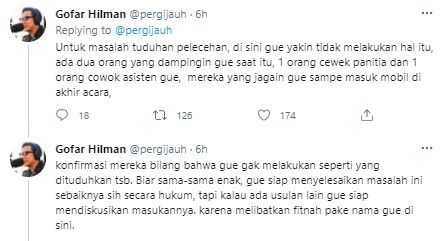 Klarifikasi Gofar Hilman. (Twitter/pergijauh)