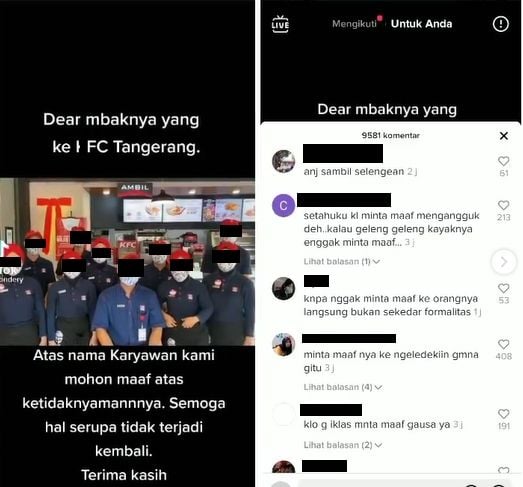 Video permohonan maaf karyawan restoran cepat saji. (Instagram)