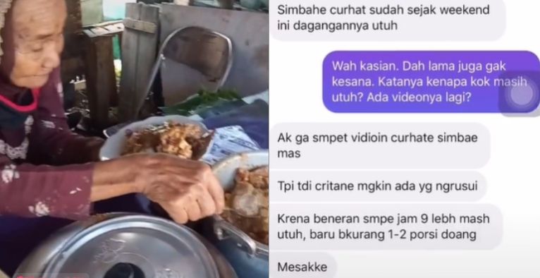 Curhat nenek renta pedagang gudeg warungnya sepi viral (TikTok).