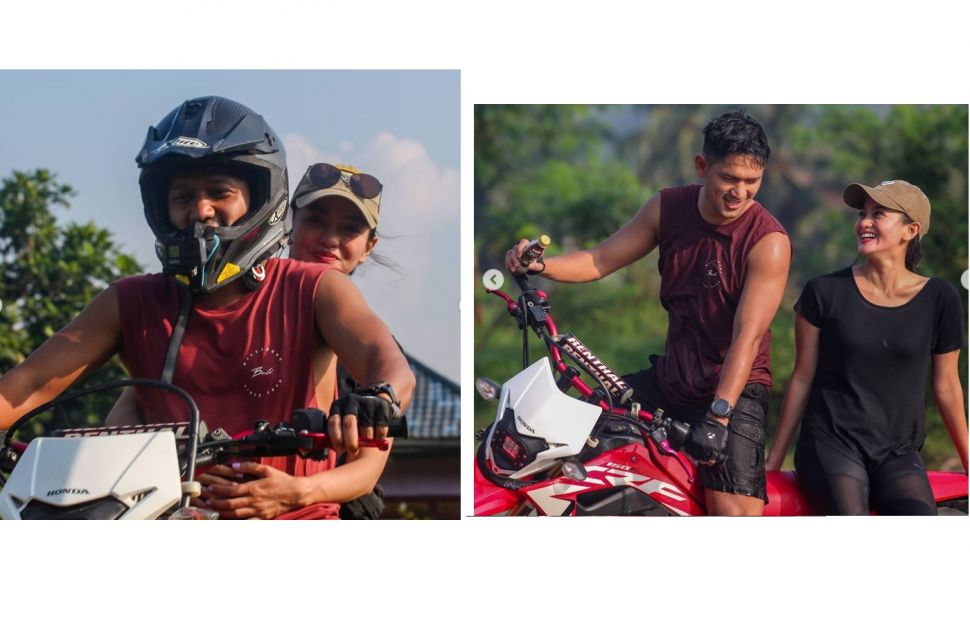 Ibnu Jamil dan Ririn Ekawati pamer kemesraan di atas motor trail (Instagram)