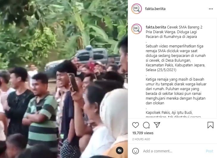 Tiga Remaja SMA Diarak dan Diolok-olok Warga Sekampung. (Instagram/@fakta.beriita)