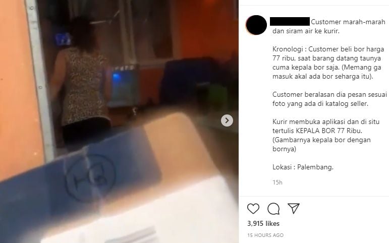 Pelanggan ngamuk kepada kurir. (Instagram)