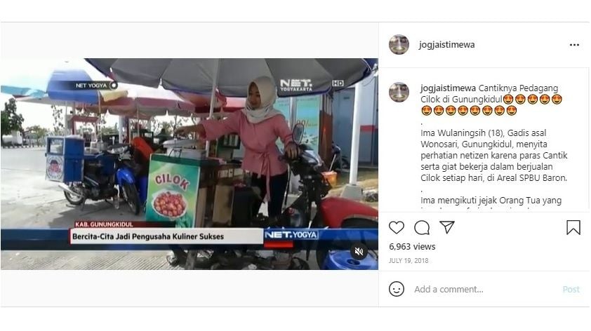 Pedagang cilok cantik di Jogja viral - (Instagram/@jogjaistimewa)