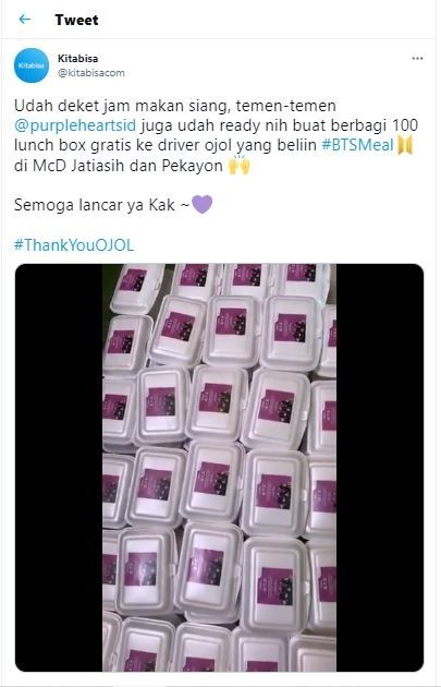 ARMY beri ojol paket makanan, masker dan handsanitizer (Twitter @kitabisacom)