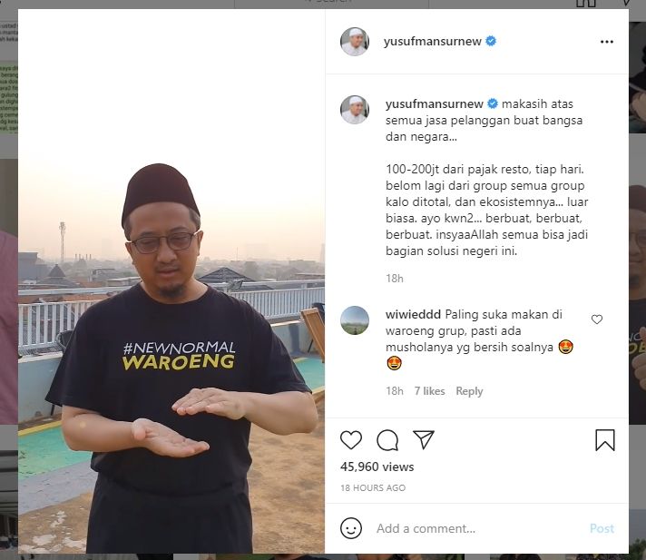 Ustaz Yusuf Mansur bayar pajak Rp 200 juta per hari (IG/yusufmansurnew)