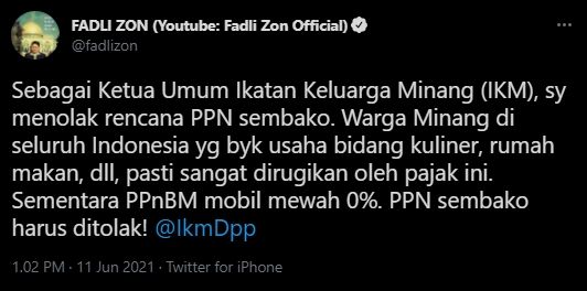 Fadli Zon. (Twitter/fadlizon)