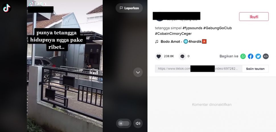 Viral Cara Unik Tetangga Tutup Pagar Rumah Tanpa Merepotkan. (TikTok/@saes******iyah)