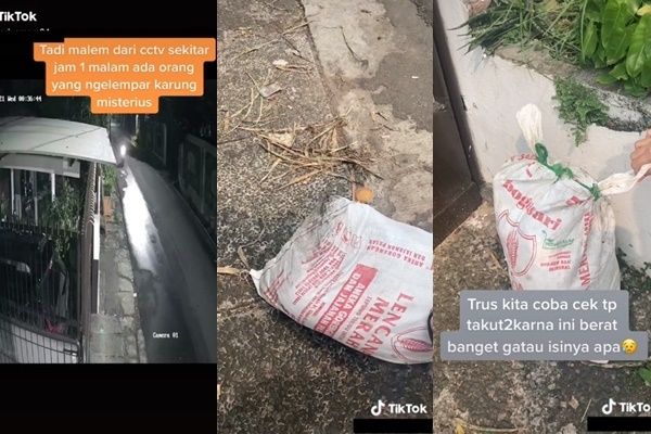 Viral Misteri Isi Karung Dilempar ke Sebuah Rumah. (TikTok/@aqu******om24)