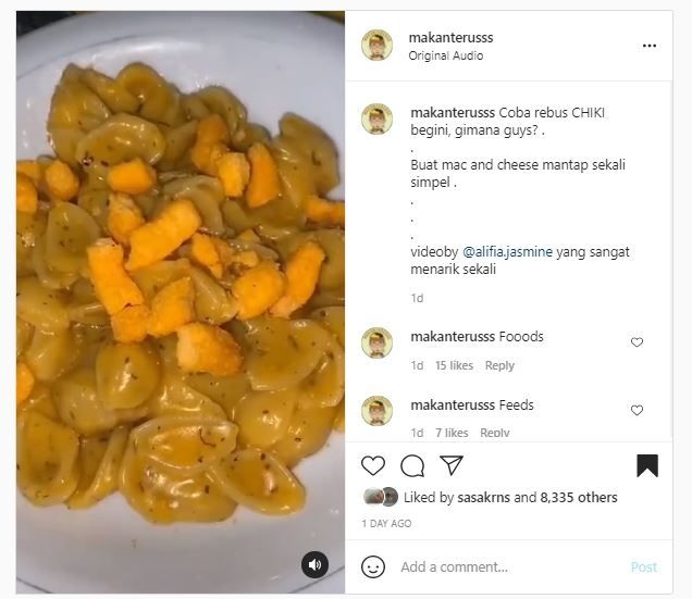 Camilan direbus untuk buat mac and cheese (Instagram @makanterusss)