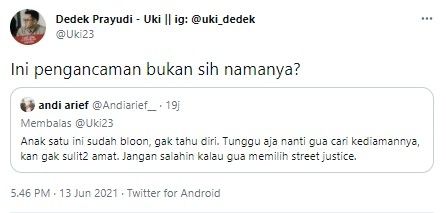 Perseteruan Andi Arief dan Uki (Twitter)