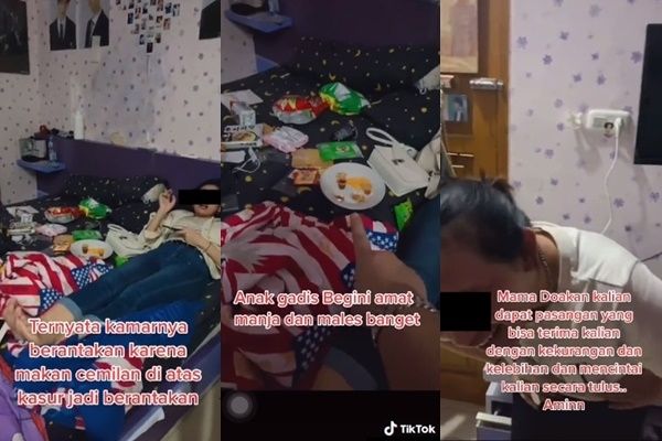 Gadis Ini Panik Dengar Langkah Ibu Mau Masuk Kamar. (TikTok/@ich******en78)