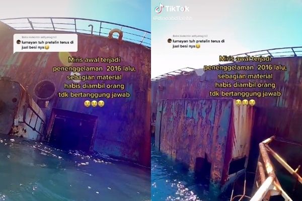 Viral Pemandangan Eksotis Kapal Yang Ditenggelamkan Susi Pudjiastuti. (TikTok/@dinoabdilahhh)