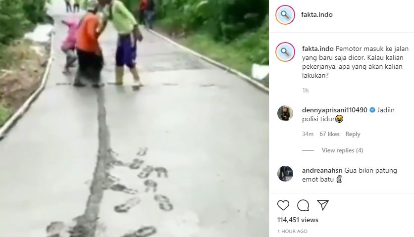 Pemotor hampir jadi 'tumbal proyek'. (Instagram/fakta.indo)