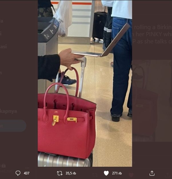 Viral Foto Wanita Antre di Bandara, Pas Dizoom Publik Kaget Lihat Hal Ini. (Twitter/@veryharryvill)