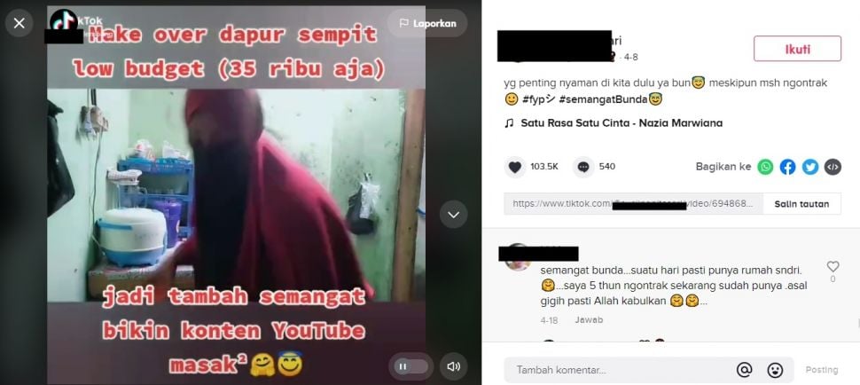 Viral Video Ibu 'Make Over' Dapur Cuma Modal Rp35 Ribu. (TikTok/@suci*******sari)