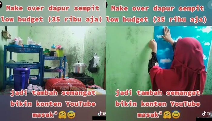 Viral Video Ibu 'Make Over' Dapur Cuma Modal Rp35 Ribu. (TikTok/@suci*******sari)