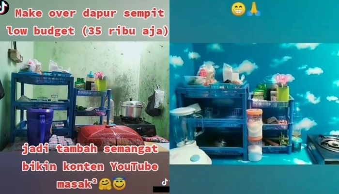 Viral Video Ibu 'Make Over' Dapur Cuma Modal Rp35 Ribu. (TikTok/@suci*******sari)