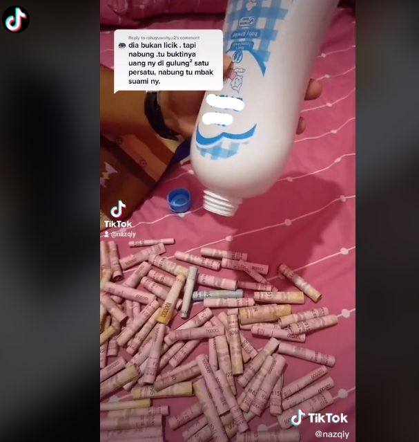 Suami terciduk nabung di botol bedak (tiktok)