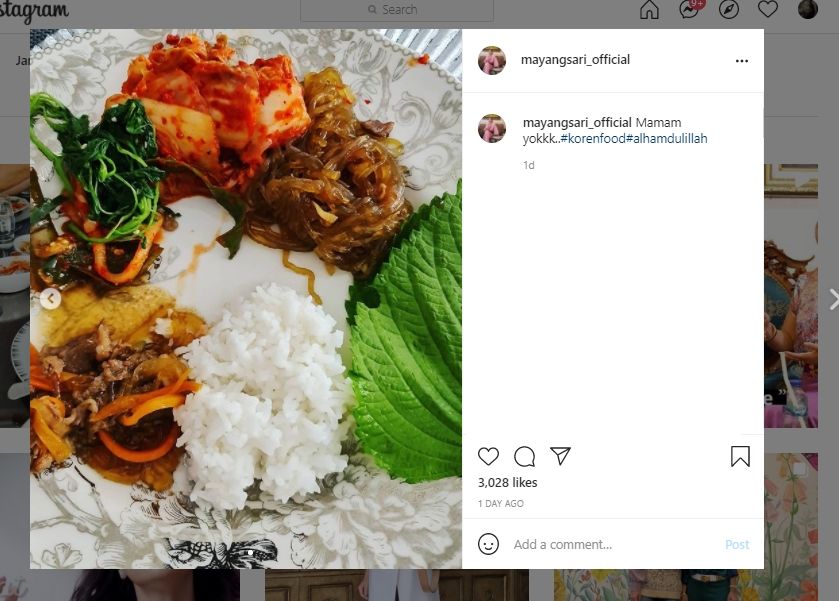 Pamer Hidangan ala Korea, Publik Malah Salfok Lihat Porsi Makan Mayangsari. (Instagram/@mayangsari_official)