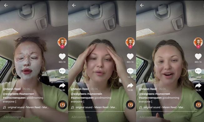 Viral Ditonton 7 Juta Kali, Cara Wanita Ini Pakai Sunscreen Picu Pro Kontra. (TikTok/@marentreed)