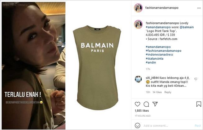 Harga baju santai Amanda Manopo bikin kaget. (Instagram/@fashionamandamanopo)