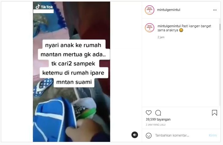 Curhat ibu rindu anak, mau ketemu dihalang-halangi keluarga mantan suami (Instagram/mintulgemintul).