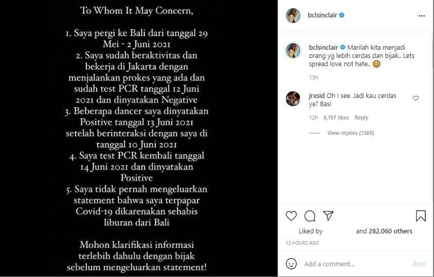 BCL ungkap kronologi kena Covid-19 - (Instagram/@bclsinclair)