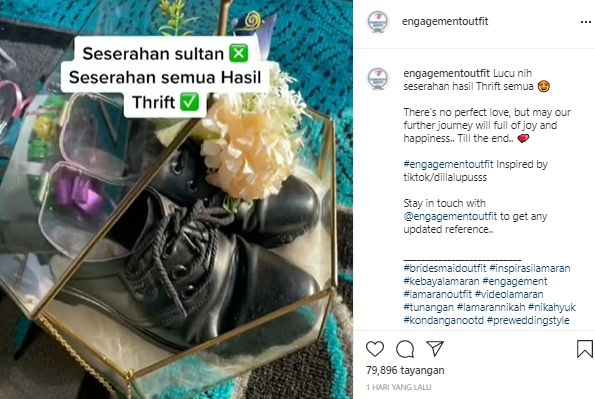 Viral lamaran bawa seserahan barang thrift (Instagram).