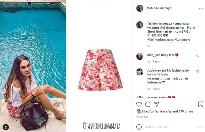 Harga celana pendek Luna Maya selangit. (Instagram/@fashion.lunamaya)