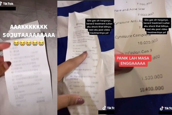 Viral Cewek Panik Perawatan Kecantikan Habis 50 Juta. (TikTok/@syaf******ani)