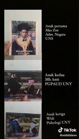 Kisah orang tua tak tamat SD berhasil antarkan anak kuliah sampai S2. (Tiktok/@widididawx)