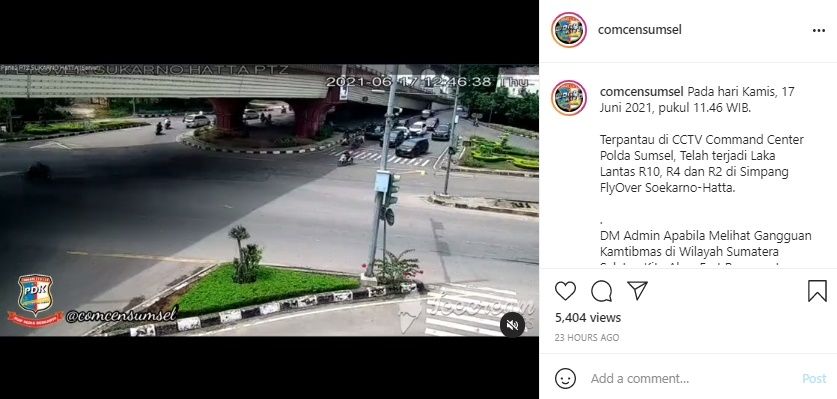 Video Detik-detik Kecelakaan Beruntun. (Instagram/@comcensumsel)