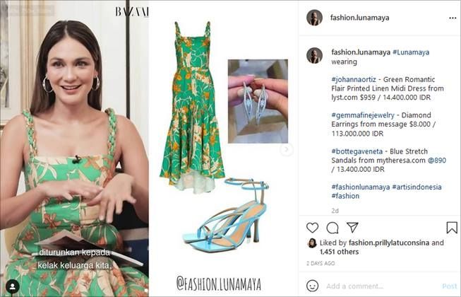 Outfit Luna Maya saat wawancara majalah. (Instagram/@fashion.lunamaya)