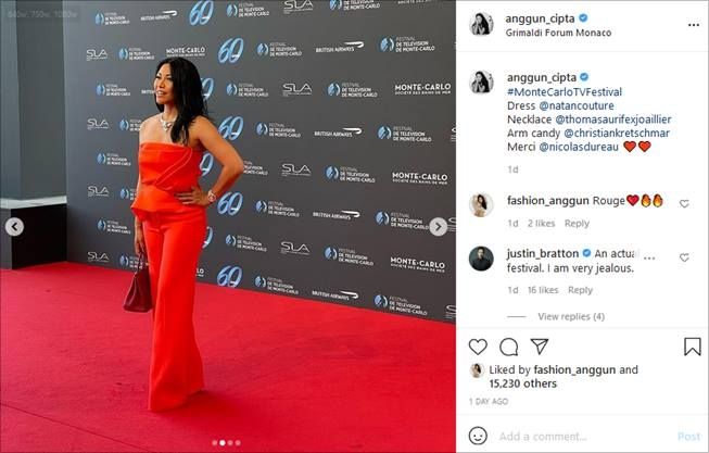 Anggun C Sasmi menghadiri acara Monte Carlo TV Festival. (Instagram/@anggun_cipta)