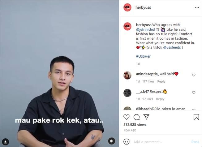 Jefri Nichol bicara soal fashion cowok. (Instagram/@herbyuss)