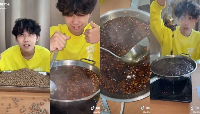 Pria Ini Jual Boba Rp500 Juta Dengan Porsi Sebesar Bak Mandi. (TikTok/@williesalim)