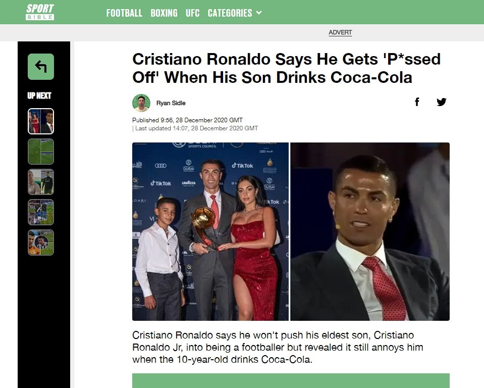 Fakta Ronaldo pindahkan Coca-Cola karena produk Yahudi (Turnbackhoax.id)