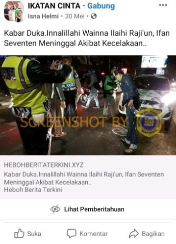 CEK FAKTA Benarkah Ifan Seventeen Meninggal Dunia Karena Kecelakaan. (Turnbackhoax.id)