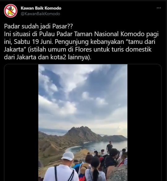 Viral video situasi Pulau Padar ramai pengunjung. (Twitter/@KawanBaikKomodo)