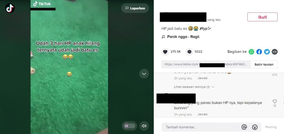 Ibu Curhat Anak Ubah Ponsel Jadi Es Batu. (TikTok/@inda*****la11)