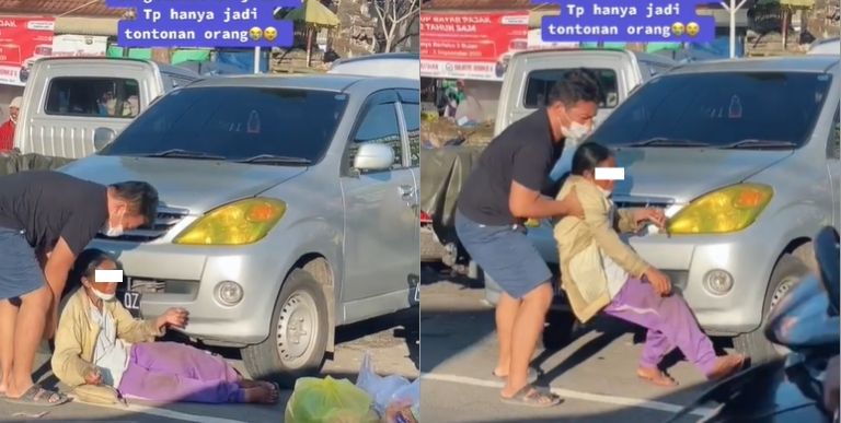 Viral ibu tergeletak lemas di jalan, cuma jadi tontonan orang (TikTok).