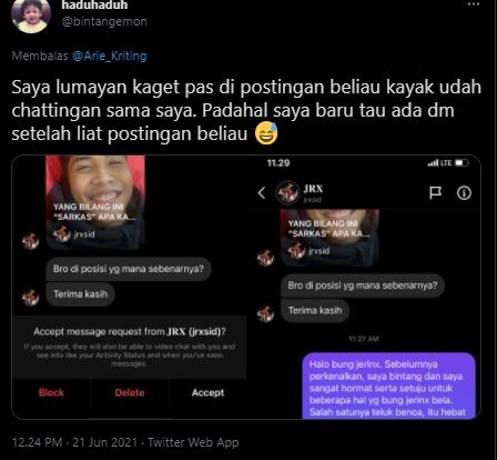 Klarifikasi Bintang Emon soal unggahan Jerinx. [@bintangemon]