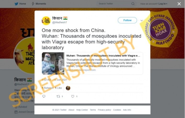 CEK FAKTA Benarkah Ribuan Nyamuk Yang Disuntik Viagra Lepas dari Lab Wuhan. (Turnbackhoax.id)