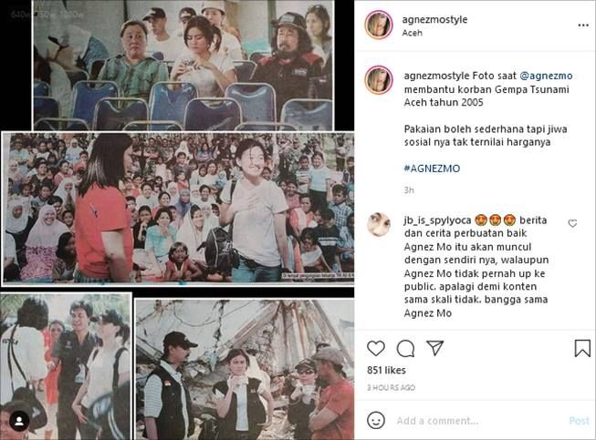 Potret lawas Agnez Mo saat jadi relawan tsunami Aceh. (Instagram/@agnezmostyle)