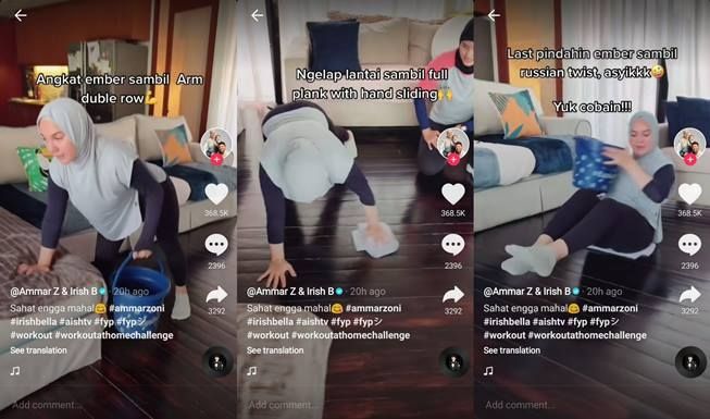 Patut Dicoba! Irish Bella Unggah Tips Olahraga Sambil Beres-Beres Rumah. (TikTok/@aishtvofficial)