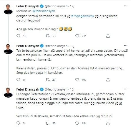 Febri Diansyah bingung TWK itu tes atau main petak umpet (Twitter)