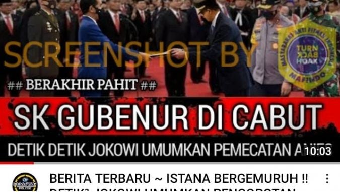 CEK FAKTA benarkah SK Gubernur DKI Jakarta Anies Baswedan dicopot Presiden Jokowi (Turnbackhoax.id).