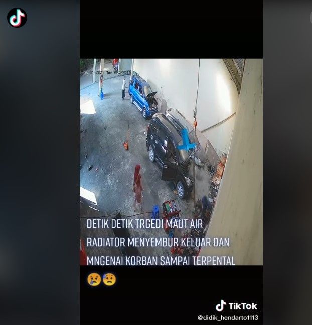 Montir terpental kena semburan air radiator (Tiktok)